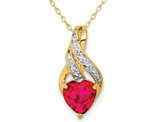 1.15 Carat (ctw) Lab-Created Ruby Heart Pendant Necklace in 14K Yellow Gold with Chain